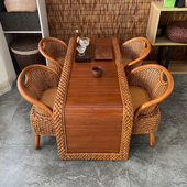 藤编茶几茶台阳台简约茶桌椅组合小户型客厅家用喝茶桌子矮桌