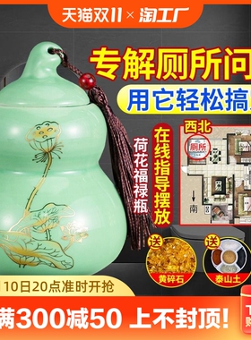 荷花葫芦瓶子厕所西北角天门化妆室化解门对厨房家居摆饰五帝钱