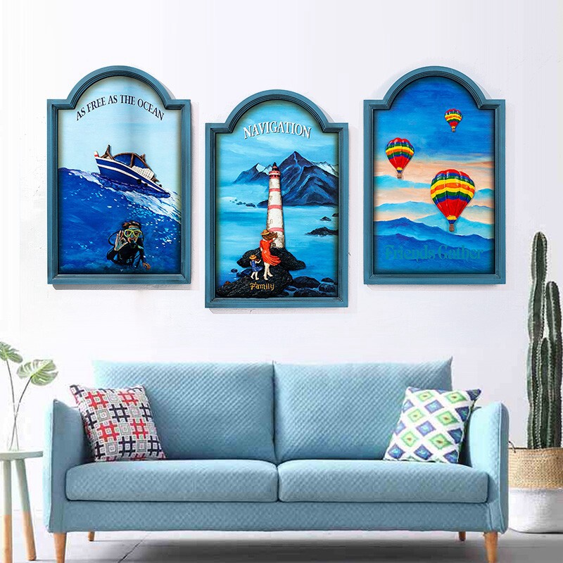 地中海风格画墙画欧式壁画立体树脂浮雕画有框挂画
