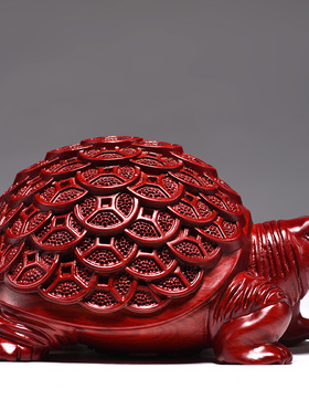 红色木质金钱龟木质乌龟灵龟茶宠客厅玄关开业摆设装饰品