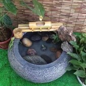 青石石钵石盆水钵水盆日式 饰 园林景观庭院流水水景户外花园造景装