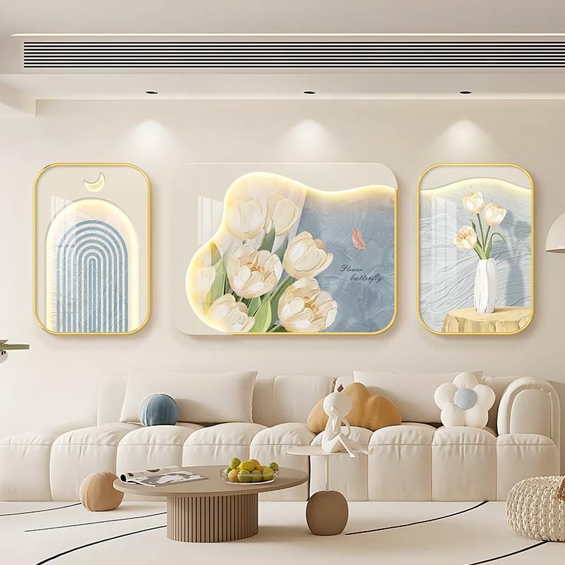 郁金香奶油风背景墙画小众艺术挂画气简约现代壁画