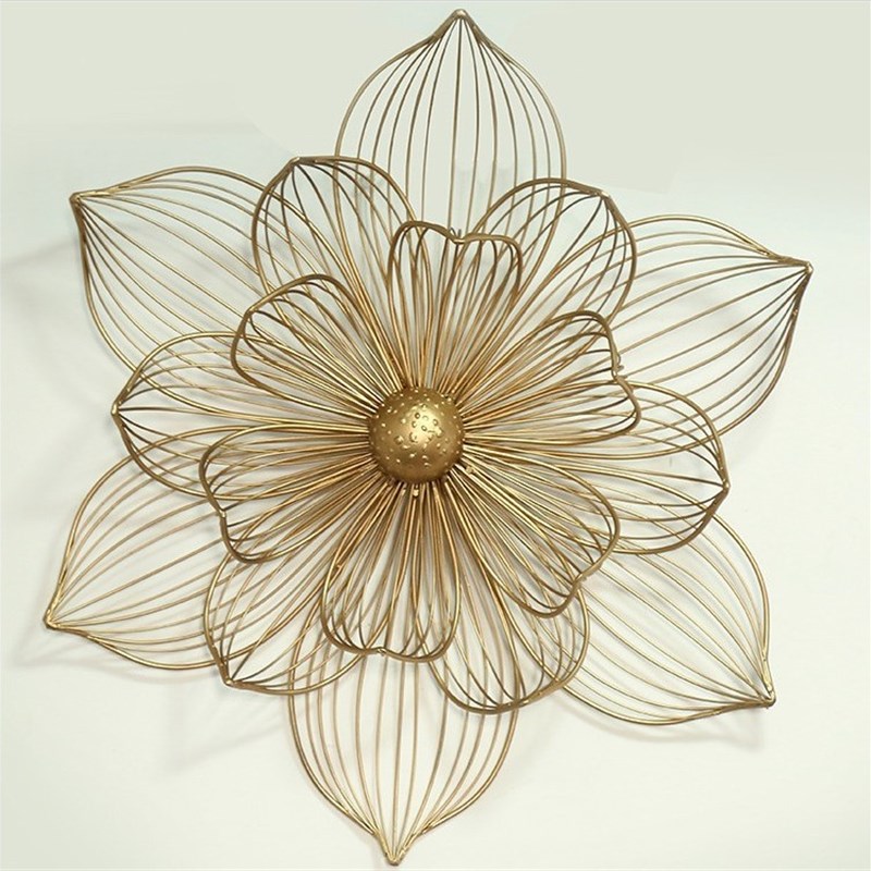 创意铁艺金丝莲花壁饰 欧式墙饰挂饰简约墙挂壁挂客厅墙面装饰品