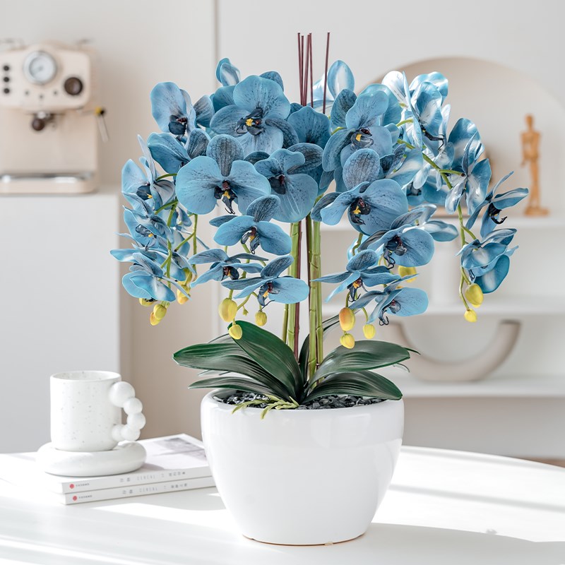 高档手感蝴蝶兰仿真绿植盆栽仿生家居室内客厅摆设装饰假花仿真花
