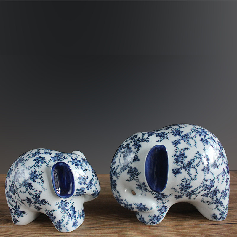 中式家居酒柜装饰品创意电视柜青花瓷象装饰摆设陶瓷房间摆件桌面,家居饰品,装饰摆件,淘宝优惠券,粉丝福利购,淘宝优惠卷