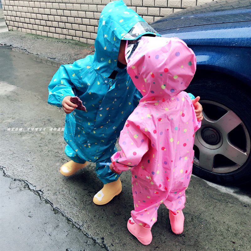 连体全身防尘服儿童雨衣男女童婴幼儿园立体小孩防护服反光条雨披