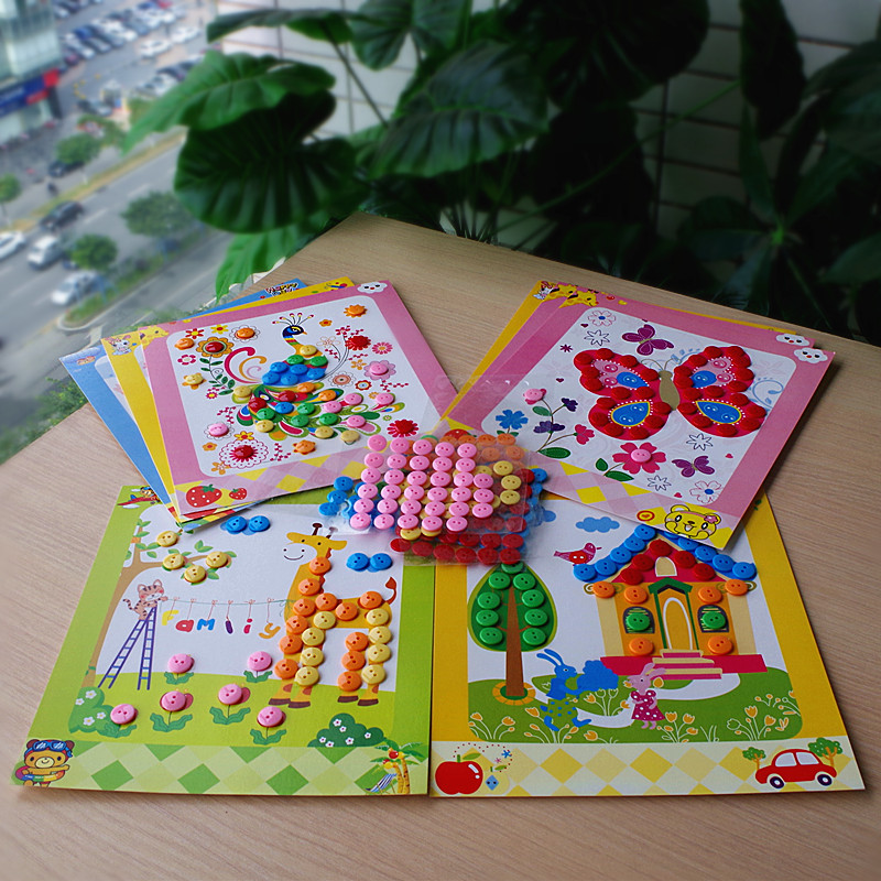 男女孩子手工创作钮扣贴画幼儿园材料DIY儿童纽扣贴纸益智玩具