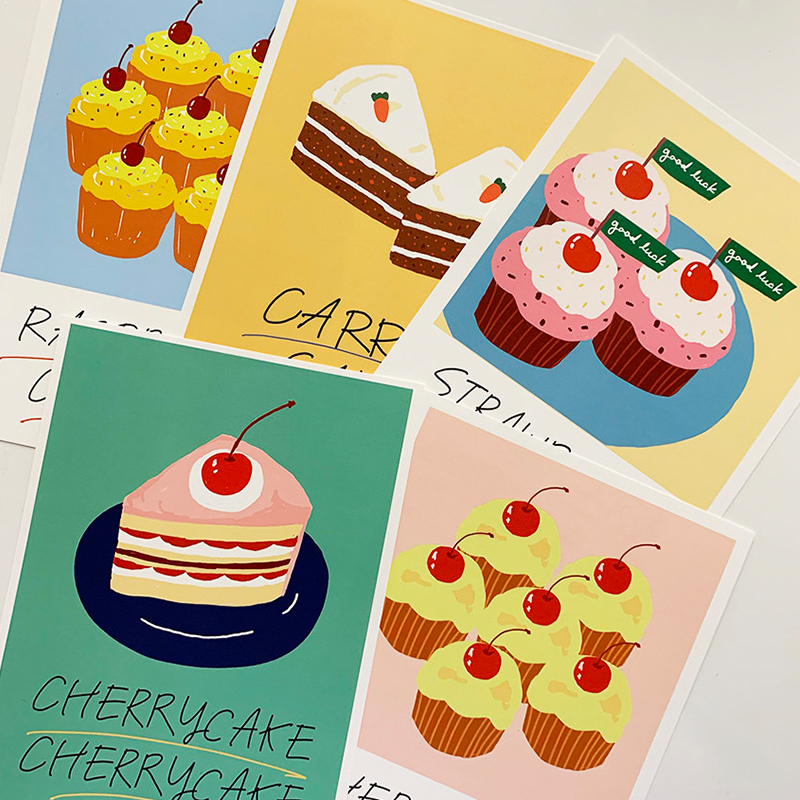 cupcake 韩国甜品店 法式复古少女风奶油蛋糕 可爱艺术海报装饰画