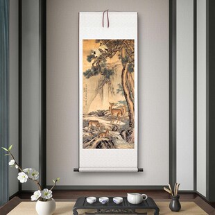 清 沈铨《九如图》客厅书房茶室祝寿山水风景挂画装饰画高清卷轴