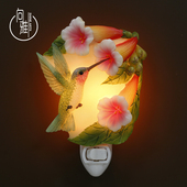向雅艺品蜂鸟喇叭花小夜灯插电led节能床头护眼卧室睡眠插座灯