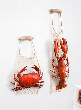 地中海风格海鲜模型仿真龙虾螃蟹假大小闸蟹店面装饰餐厅挂件摆件