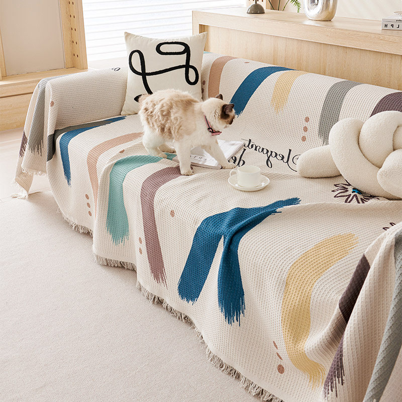 棉麻沙发盖布四季通用防滑坐垫防猫抓懒人一片式全盖防尘2023新款