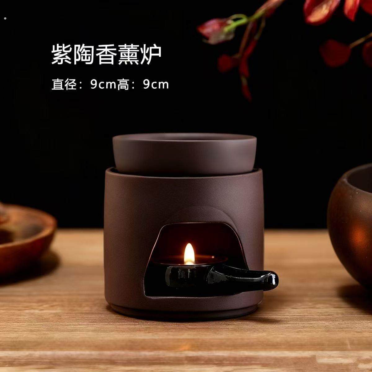 紫砂复古蜡烛香薰炉香粉香丸炉室内可干烧精油炉茶道烤茶香碟香器
