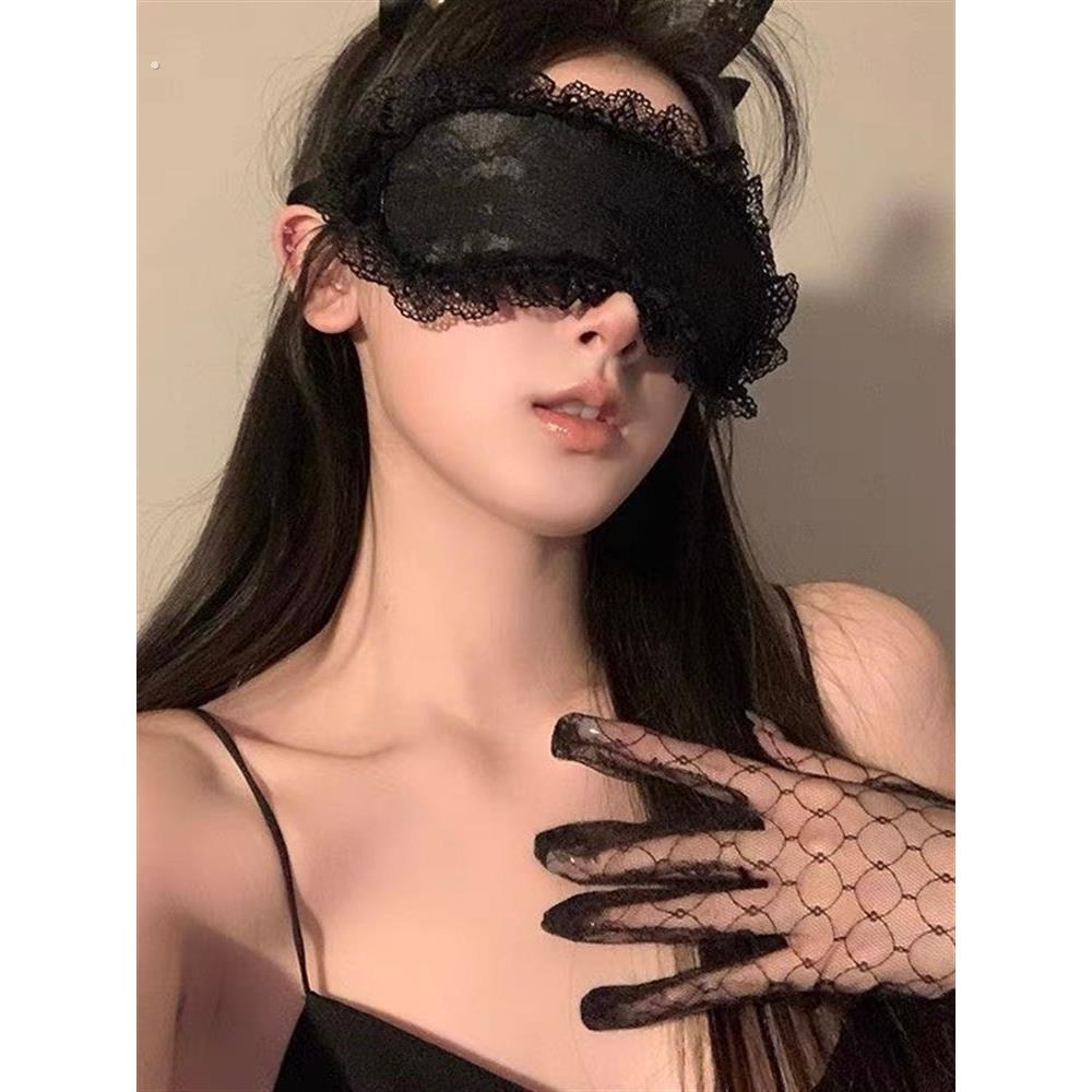 黑色蕾丝眼罩情调禁欲系蒙眼丝带遮眼布条眼纱女化妆舞会半脸面具