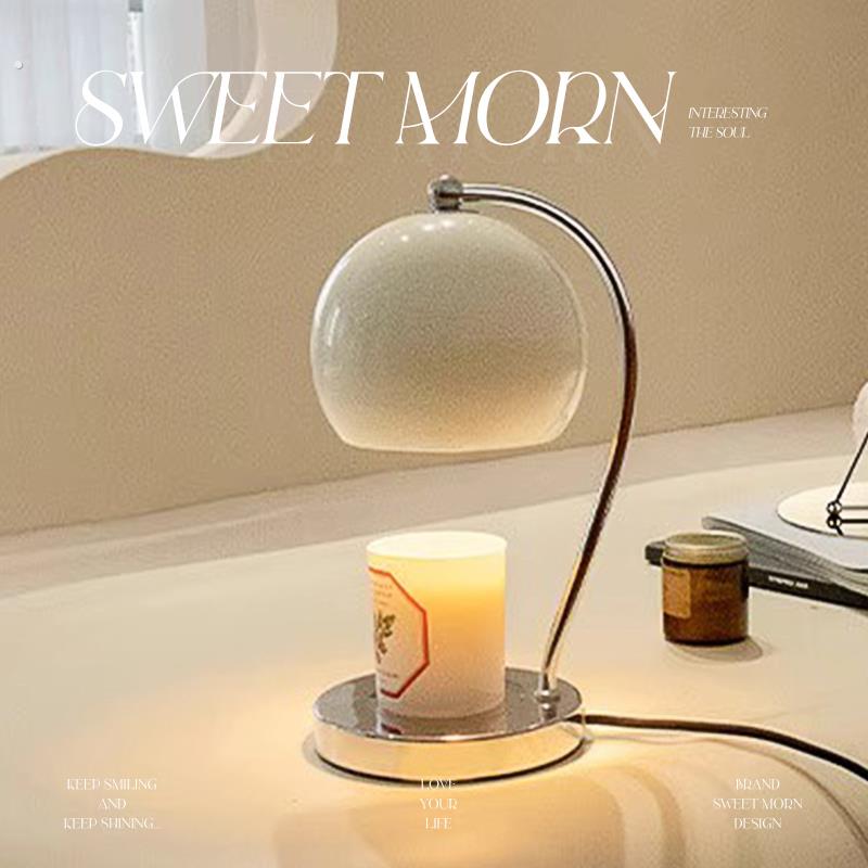 香薰融蜡灯ins法式奶油风牀头台灯野兽礼物派无火香氛蜡烛融烛灯