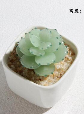 淄博博山琉璃小摆件豆芽仿真多肉仙人掌植物盆栽办公室玻璃品