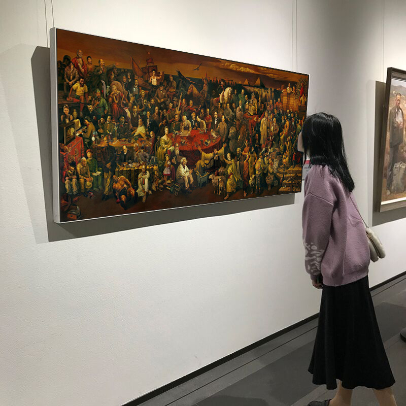 世界103位名人画与但丁讨论神曲油画沙发背景墙装饰画客厅挂画墙
