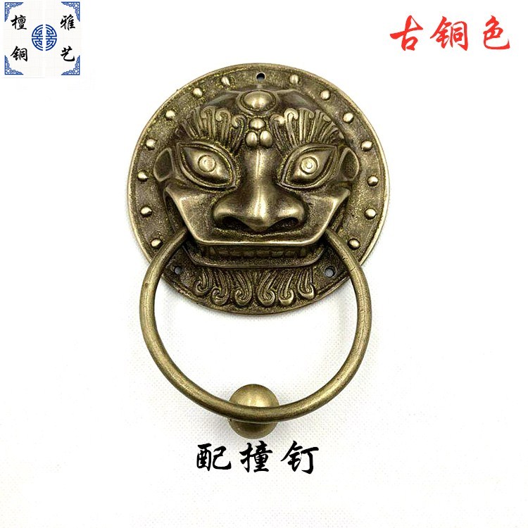 中式仿古虎头铜把手兽头狮子头四合院古建大门装修别墅装饰大拉手
