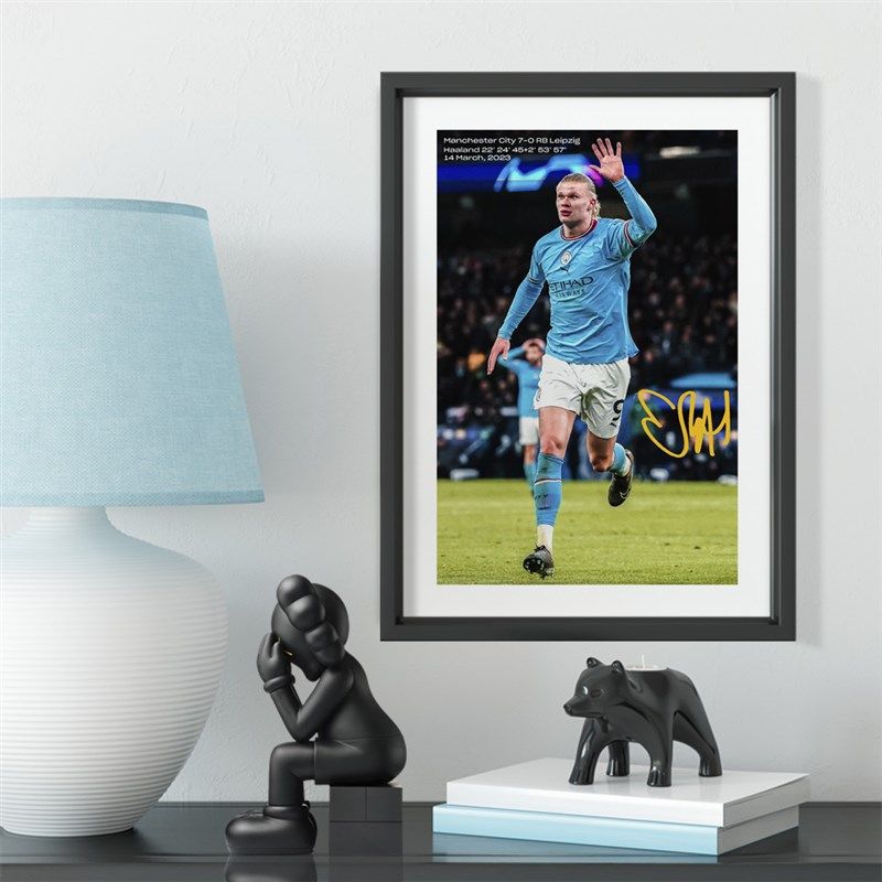 曼城哈兰德五子登科经典实木装饰相框照片墙桌摆挂框摆件酒吧壁画