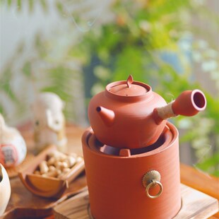 砂铫围炉煮茶侧把煮水煮茶壶跳盖壶家用功夫茶红泥炭火炉电陶炉壶