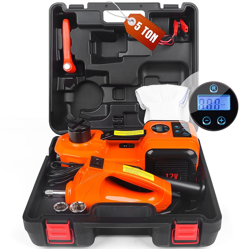 12V5吨数显电动千斤顶越野SUV汽车载卧式轿车用电动扳手充气工具