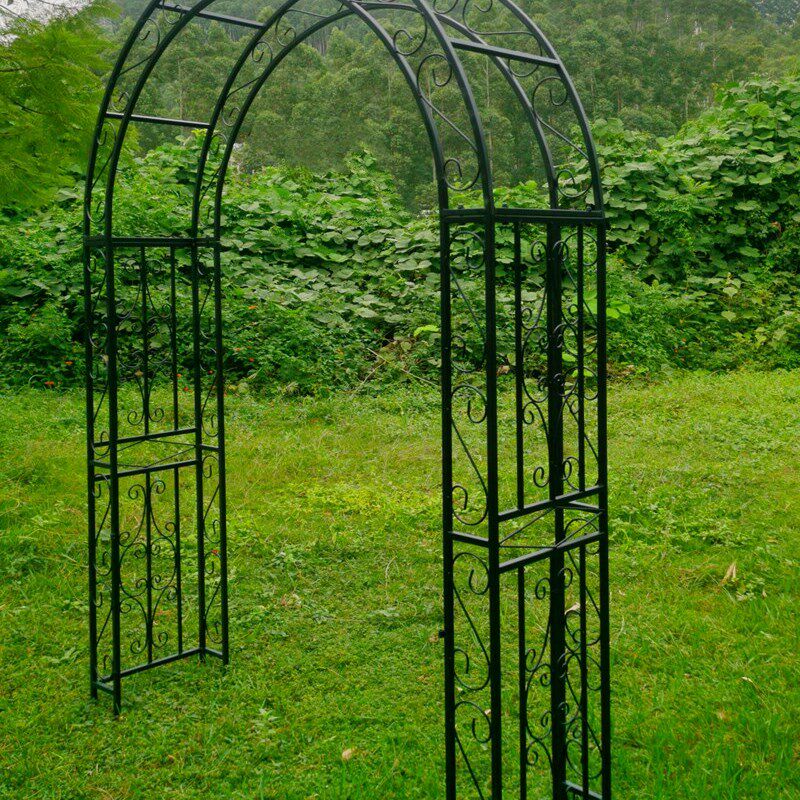 欧式铁艺双拱拱门花架鲜花园艺爬藤拱形铁艺支架别墅庭院拱形花架