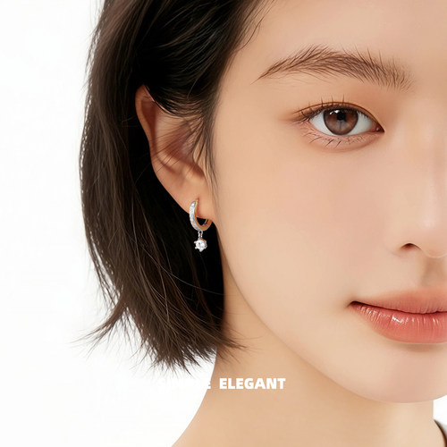 满钻超闪钻石耳圈设计感耳钉女