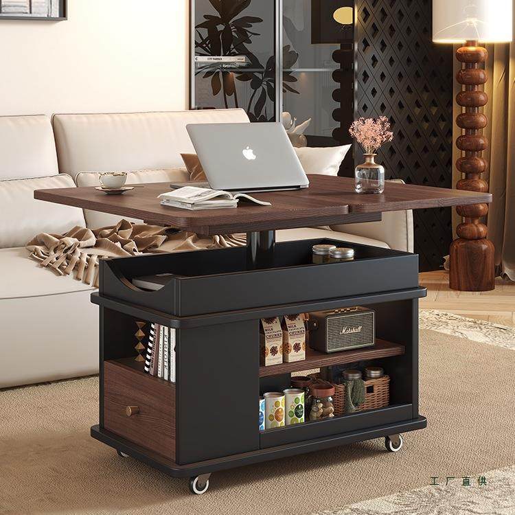 可升降折叠边几实木茶几中古风阳台小推车小茶桌移动餐桌沙发边柜,住宅家具,茶几,淘宝优惠券,粉丝福利购,淘宝优惠卷