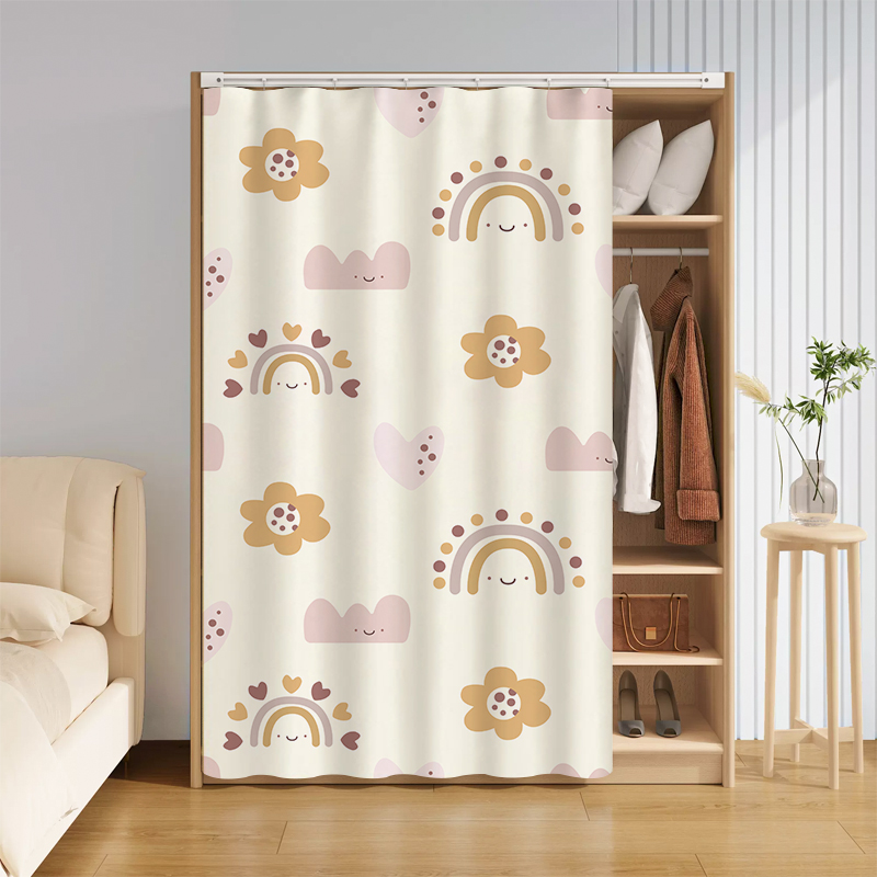 柜子杂物遮挡帘免打孔衣柜橱柜门帘书柜防尘帘置物架货架遮丑帘子