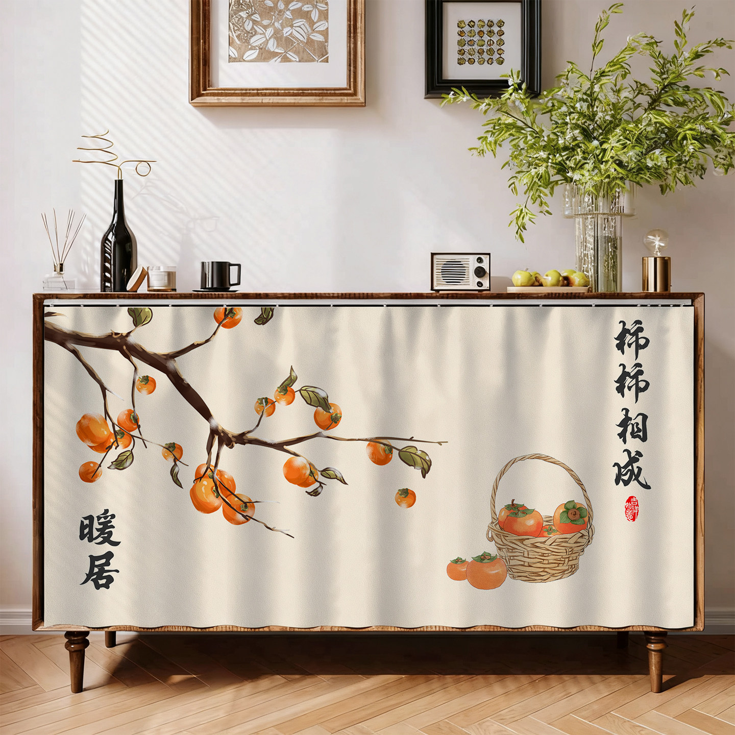 无门柜子遮挡神器橱柜帘子杂物遮丑帘免打孔魔术贴置物架防尘拉帘