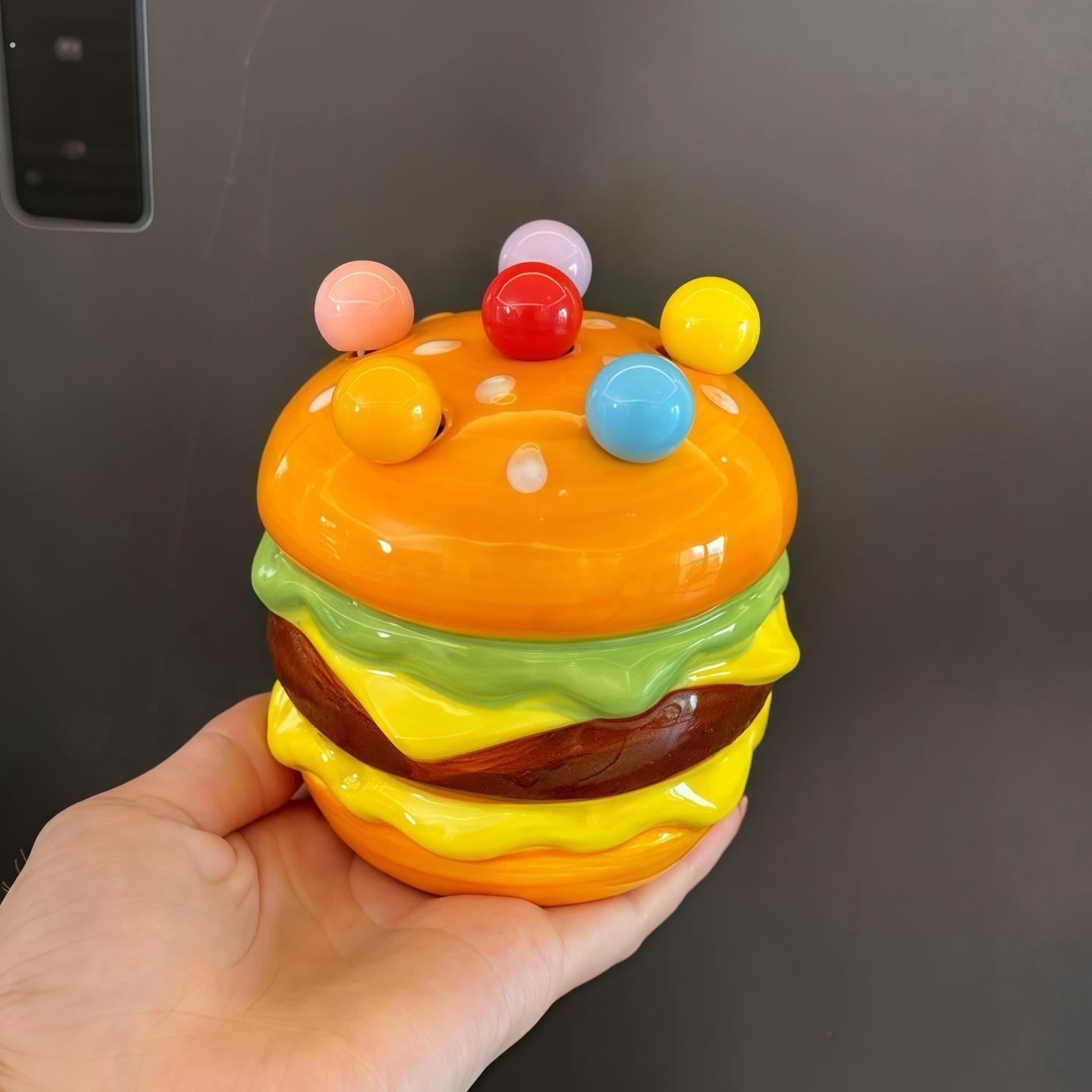 汉堡水果叉轻奢高级感不锈钢甜品叉创意家用高颜值食品级水果签