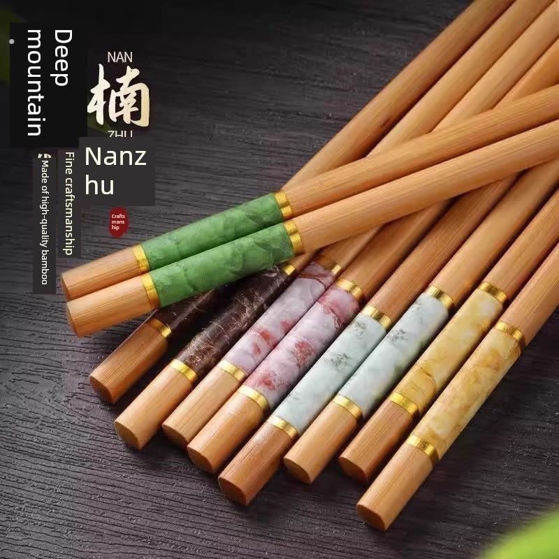 筷子家用成人防霉防滑一人一筷分色分餐家庭高档竹快子餐具套装