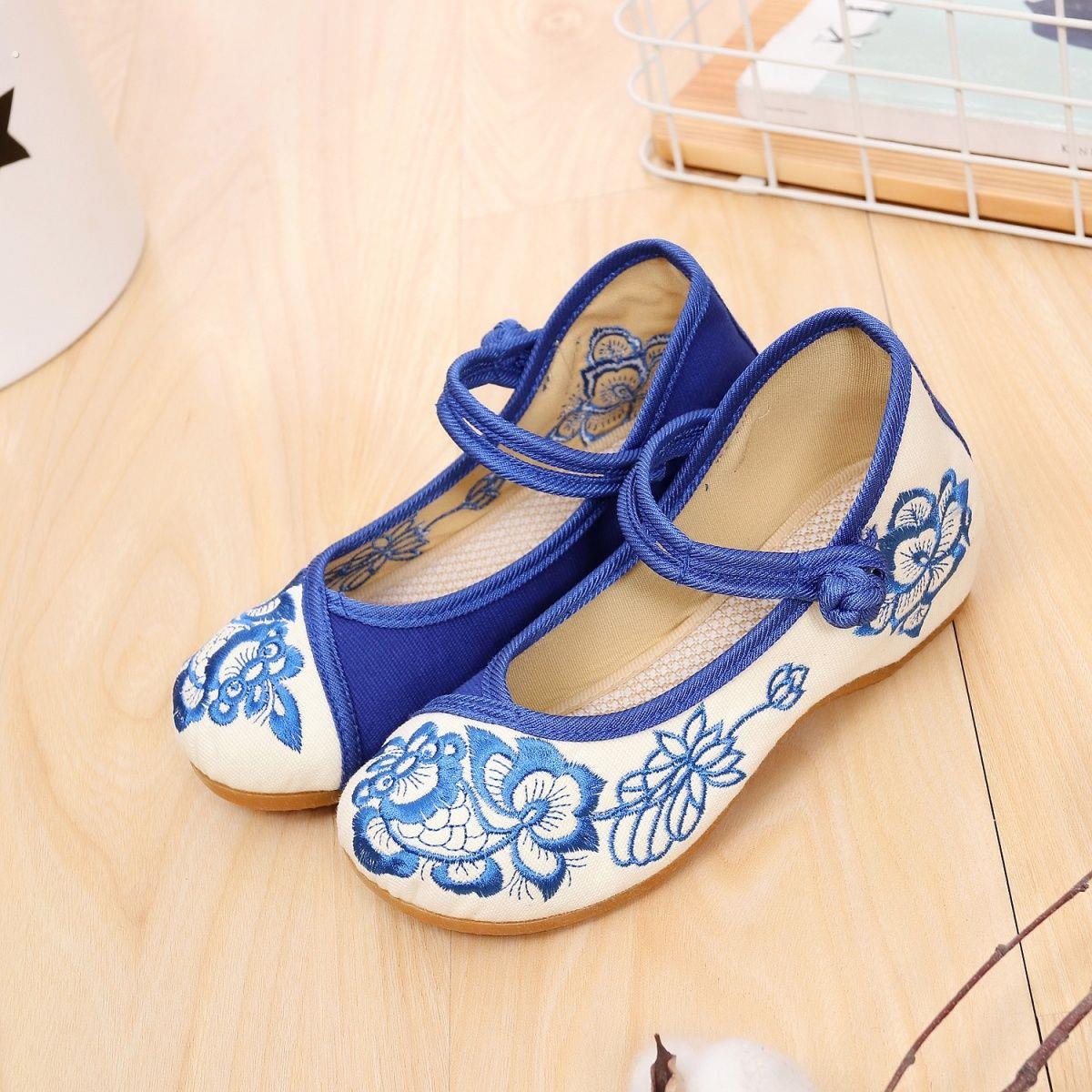 苗族鞋子女布鞋民族风绣花鞋坡跟鞋红色婚鞋广场舞蹈鞋汉服单鞋子