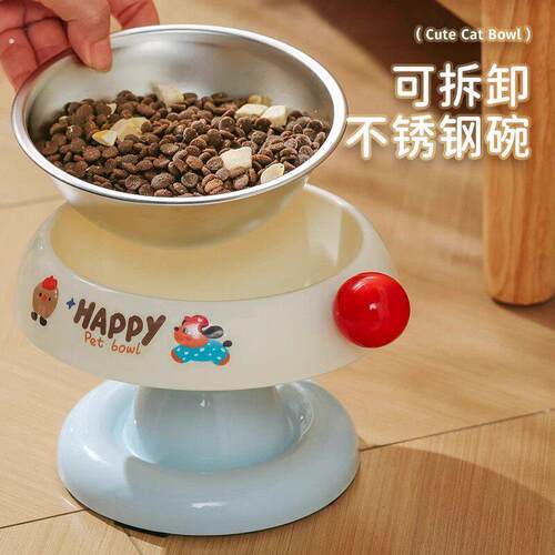 猫碗狗碗食盆宠物小猫咪不锈钢饭碗喝水碗猫粮增高防打翻水碗宠物