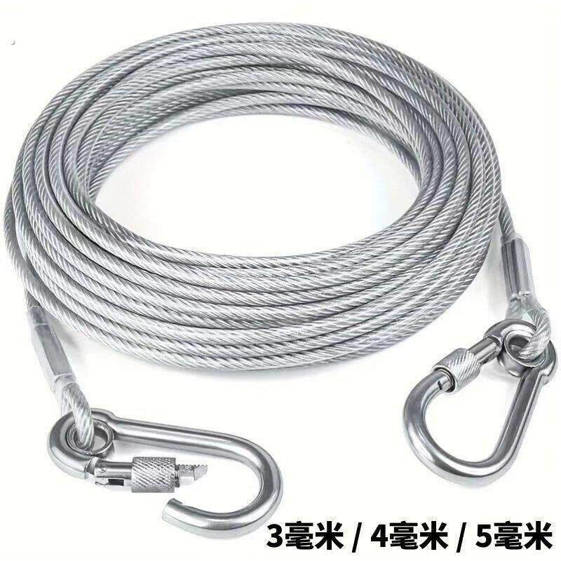 加长不锈钢狗狗牵引绳狗炼小中大型犬宠物钢丝绳加粗链子狗绳防咬