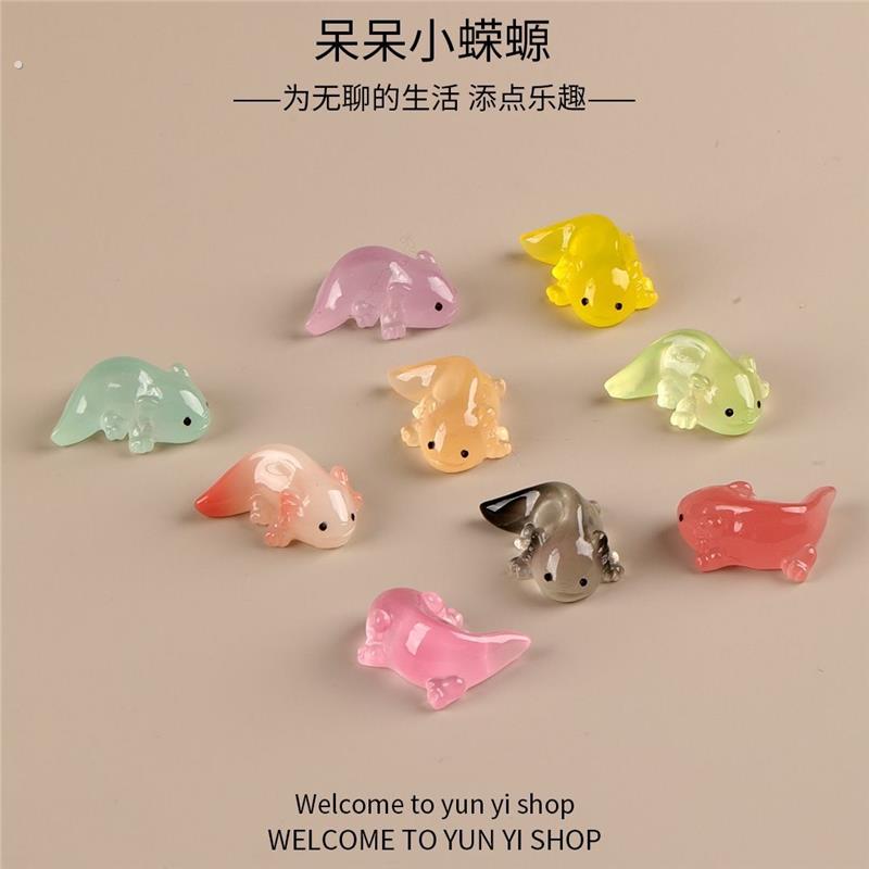 夜光可爱呆呆小蝾螈微景观创意装饰品配件办公室桌面迷你小摆件