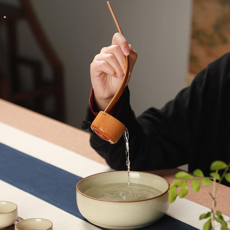 日式舀水勺长柄分茶勺煮茶配件竹制茶勺竹水瓢水勺竹茶具茶道零配