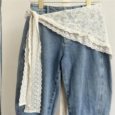 蕾丝屁帘三角巾腰带配裙子氛围感法式风加长复古流苏腰封腰绳配饰