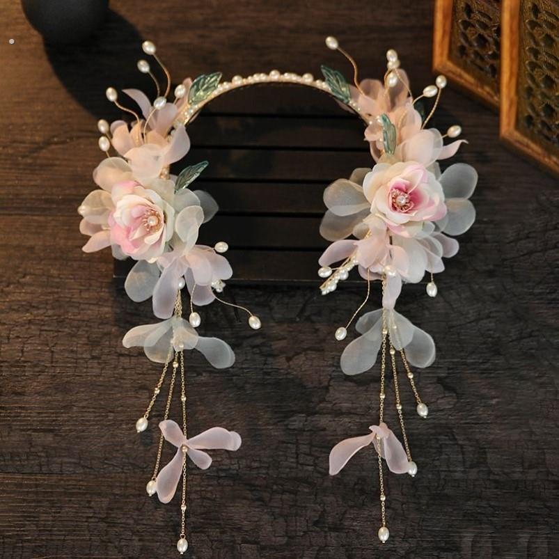 【花蔓】仙气古风绢花流苏发箍汉服仿烫花懒人头箍儿童头花发环