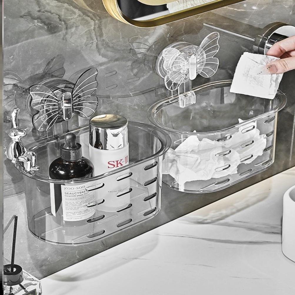 吸盘废弃洗脸巾收纳盒壁挂卫生间浴室厕所洗手洗漱台擦脸巾置物架