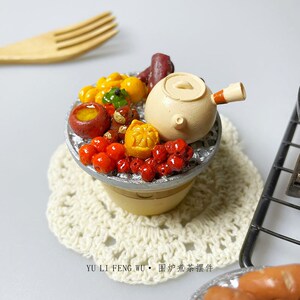 鱼里风物围炉煮茶小摆件微缩食玩场景搭配可爱文创桌面装饰摆设