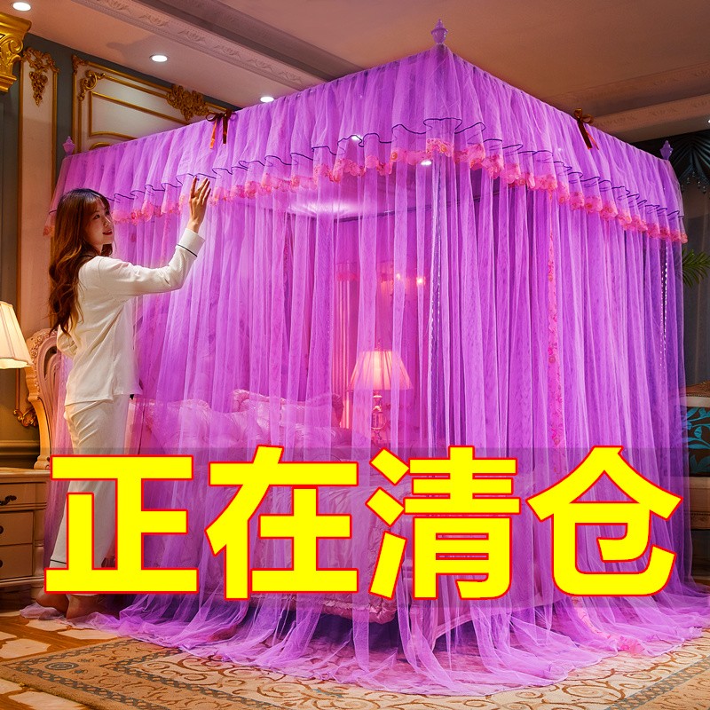欧式蚊帐家用双人1.8m床公主风宫廷落地三开门1.5米加厚加粗支架
