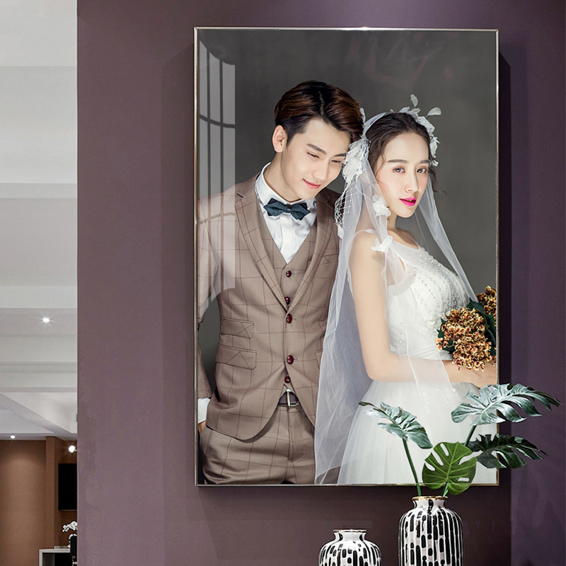 洗照片做成水晶床头照挂墙相框大尺寸定制结婚照相片制作冲印画框