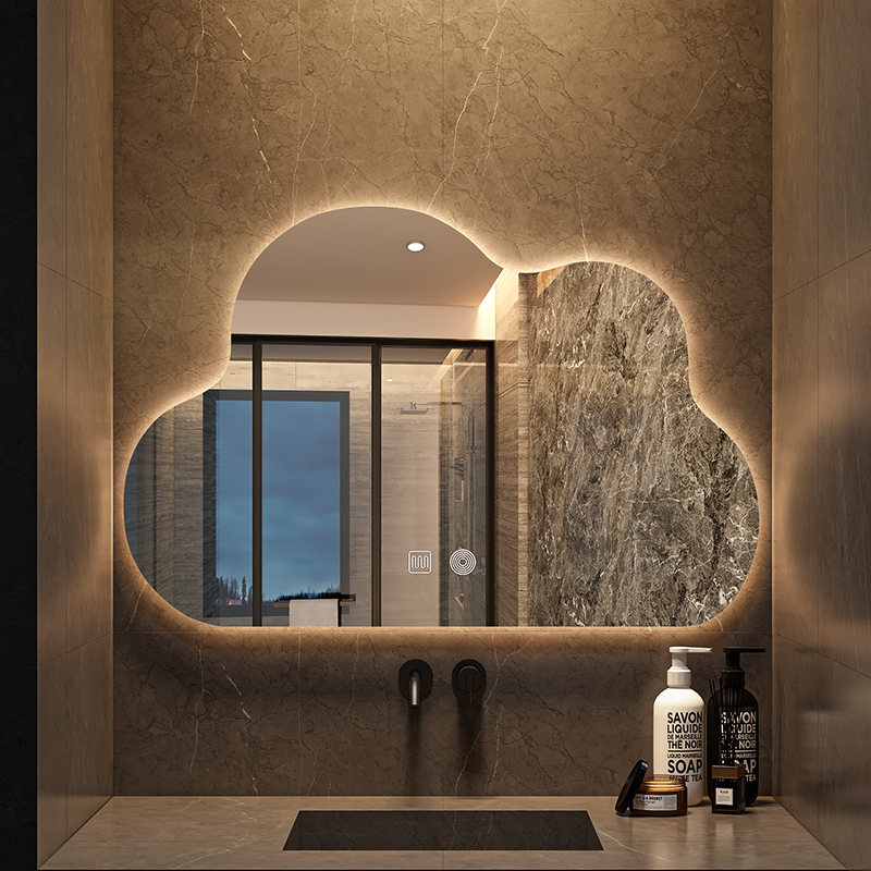 云朵化妆镜智能浴室带灯镜子卫生间led灯防雾壁挂贴墙异形梳妆台