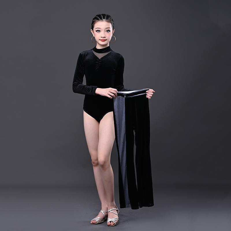 新款女童拉丁舞服装少儿长袖拉丁舞蹈练功服女网红拉丁服秋冬套装
