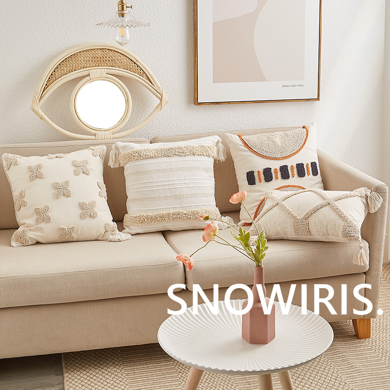 簇绒抱枕摩洛哥波西米亚风沙发靠包现代靠枕民宿设计师纯色靠垫