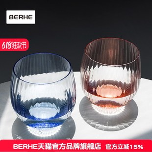 捷克BERHE进口手工吹制水晶玻璃杯家用餐厅柠檬饮料杯彩色水杯