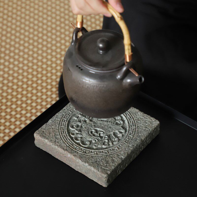 复古侘寂风四大神兽石头壶承防烫隔热壶托茶托茶道茶托壶垫茶盘