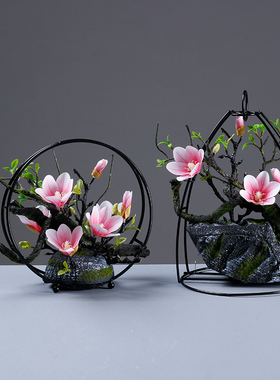 玉兰花仿真花假花客厅创意家居摆件装饰塑料花艺干插花小清新防真