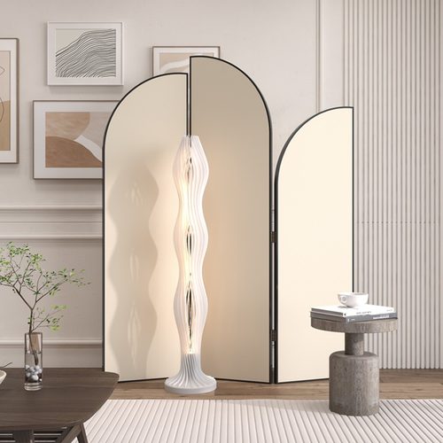 奶油风金属屏风隔断入户玄关客厅移动折叠侘寂餐厅酒店装饰遮挡